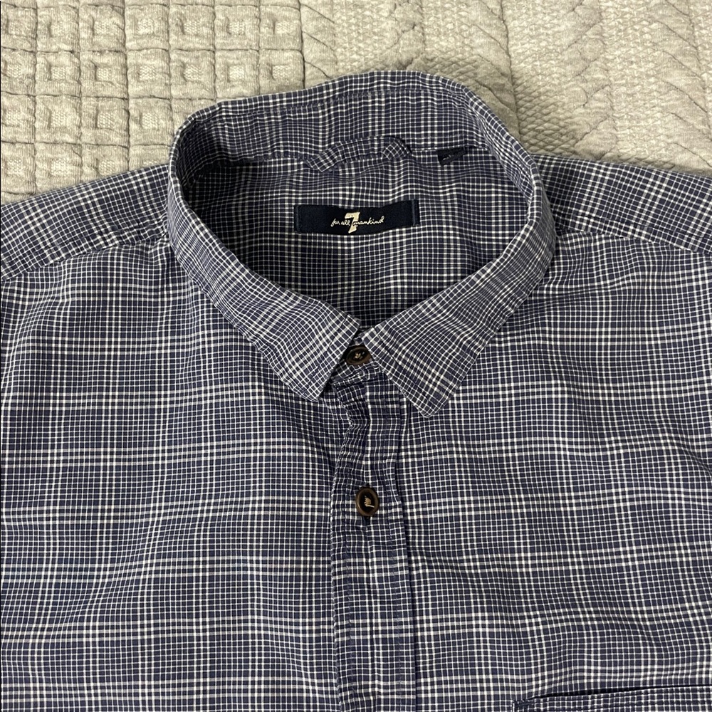 7 For All Mankind Navy Plaid Shirt
